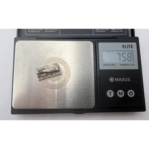 Vintage 1950s MCM Sterling Silver Tie Clip Abstract Niello Fish Eye Design - Picture 7 of 8